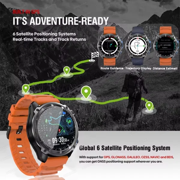 Se61ded7543e545a2ba487b6f3938581aL.webp 2025 Military Offline map 1000mAh Battery Smart Watch 4GB Big Memory GPS Navigation MP3/MP4 Player Swim Sports trackr Smartwatch