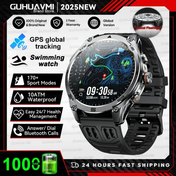 Sea09ca4f7fdf4008a813b2e294d42196c-2.webp 2025 New Military T-Rex 3 Ultra GPS Smart Watch 1000mAh Battery 10ATM Waterproof Compass Flashlight Sports trackr Smartwatch Men