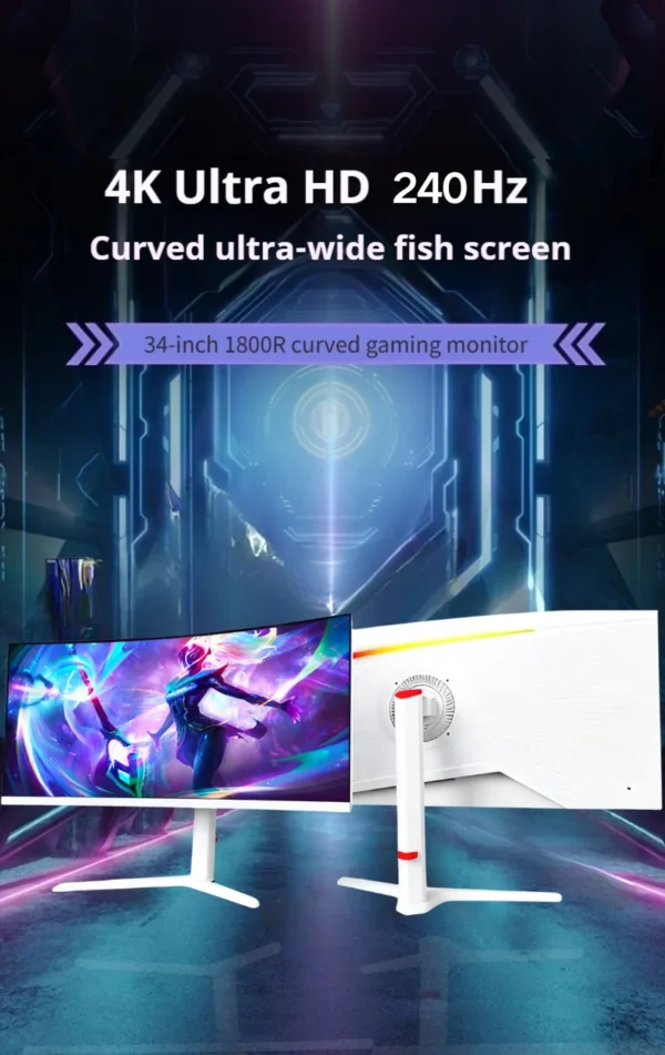 Sea81ee69275f424291f4c83743706c99B-1.webp 34" Curved 240Hz Gaming Monitor 4K 1800R Curvature Resolution FreeSync Premium 100% sRGB Ultra-Wide 21:9 Esports Display