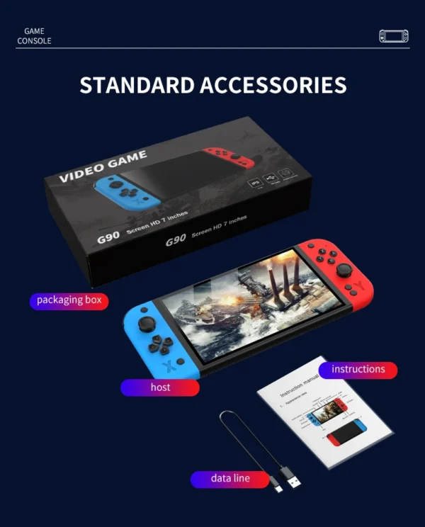G90 7 inch 64GB 4000mAh high definition arcade handheld game console for PSP/PS1 nostalgic retro TV game controller