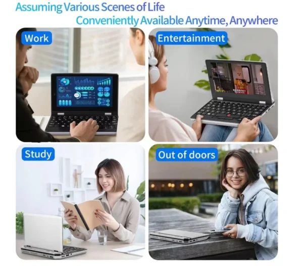 7 inch Mini Laptop Intel Procesador N95 8G 16G RAM 256GB SSD With Touch Screen Pocket Netbook Windows 11 Notebook Pc Portable