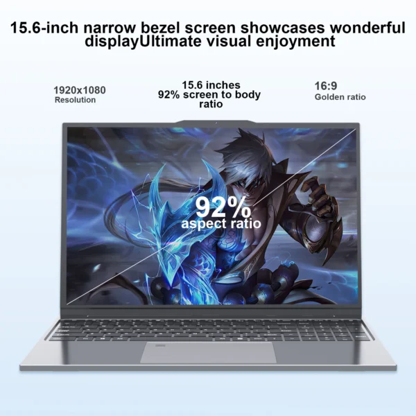 Windows 11 Laptops Computer Gaming Intel Core 5005U Computer 16GB RAM 1/2TB SSD Fingerprint Unlock 15.6" 1920*1080 Notebook PC