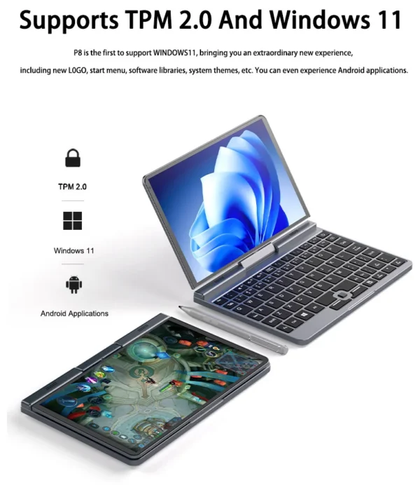Sef027511eed34212aab730bc98d571738.webp CRELANDER P8 Mini Laptop 8 Inch Touch Screen Intel Lake N150 12GB DDR5 WiFi 6 2 In 1 Laptop Notebook Tablet PC Pocket Laptop