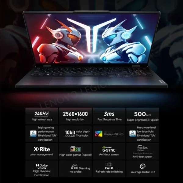 Sf0a37b9aac964896b352b47fdde19e9dh.webp Lenovo Legion R9000P E-sports Gaming Laptop 16inch AMD R9 7945HX 1T/4T RTX4060 100%sRGB 500nits 2.5K 240Hz Game Notebook PC