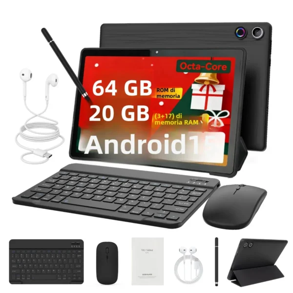 Sf0c28fb80c1c4f88b4a374f5ce2325daY.webp Android15 Tablet 10 Inch 20GB RAM 64GB ROM Expandable 1TB WIFI6 WidevineL1 GMS 5000mAh Stylus Keyboard Mouse Headphones Case Set