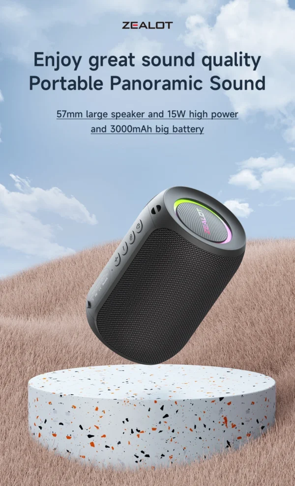 Sf0c3b3eb3c1f4472bed80c0671f957e5E.webp Zealot S32 pro Bluetooth Wireless Outdoor Portable Subwoofer Speaker Waterproof IPX6 Dual Pairing 3600mAh Wireless Speaker