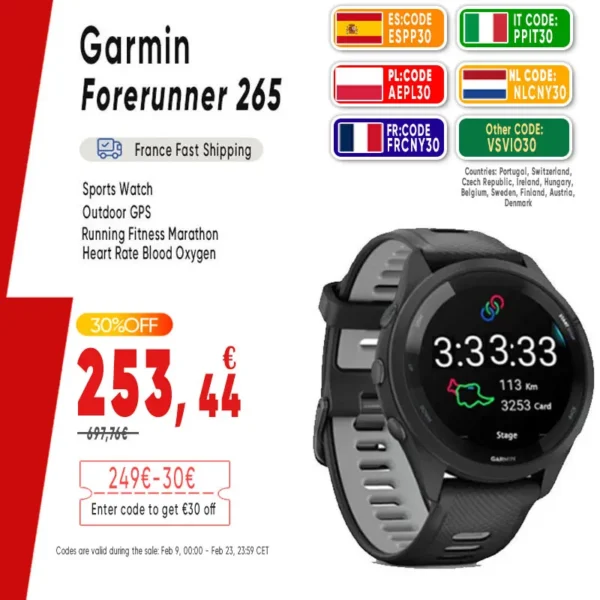 Sf1338b3d29644ba19e9dba3a5edaeb4e8.webp Garmin Forerunner 265 Sports Watch Outdoor GPS Running Fitness Marathon Swimming Chinese Heart Rate Blood Oxygen smartwatch