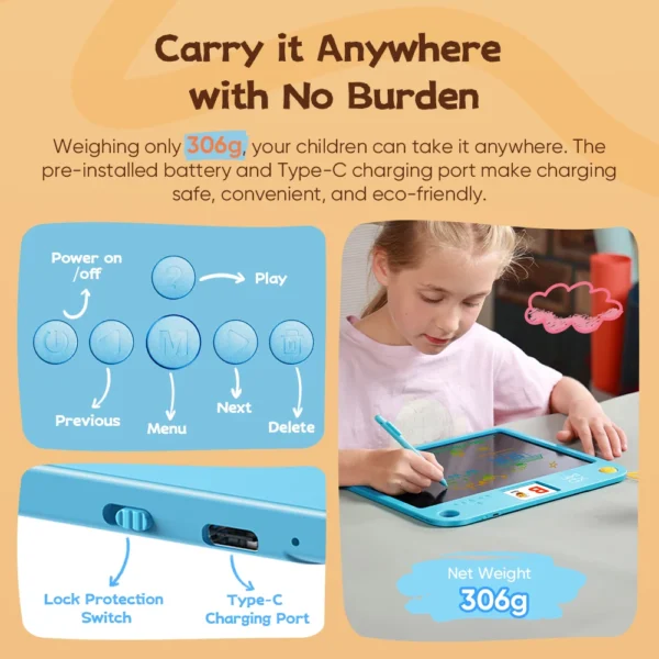 Sf17ad65b96584e01bacbd38475312c35X.webp XPPen Pink Drawing Tablet 13.3-inch LCD Screen Doodle Learning Board for Children Learning Drawing and Russian Vocabulary