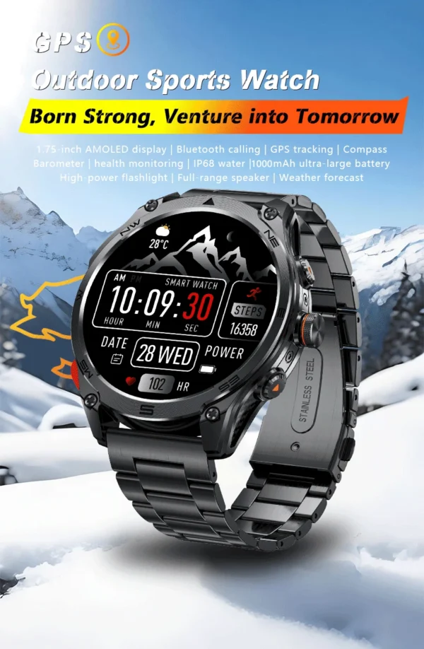 Sf187046ceff543b2b9773b79566322dfF-2.webp 2025 New Military T-Rex 3 Ultra GPS Smart Watch 1000mAh Battery 10ATM Waterproof Compass Flashlight Sports trackr Smartwatch Men