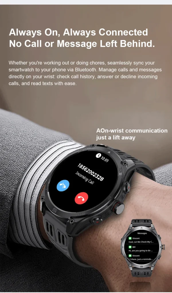 Sf25aac7642874ae6b83356bf864f228bM.webp 2026 New Military Smart Watch 1000Mah Battery GPS trace Compass 10ATM Waterproof Tactics Sport Flashlight call Smart Watch Men