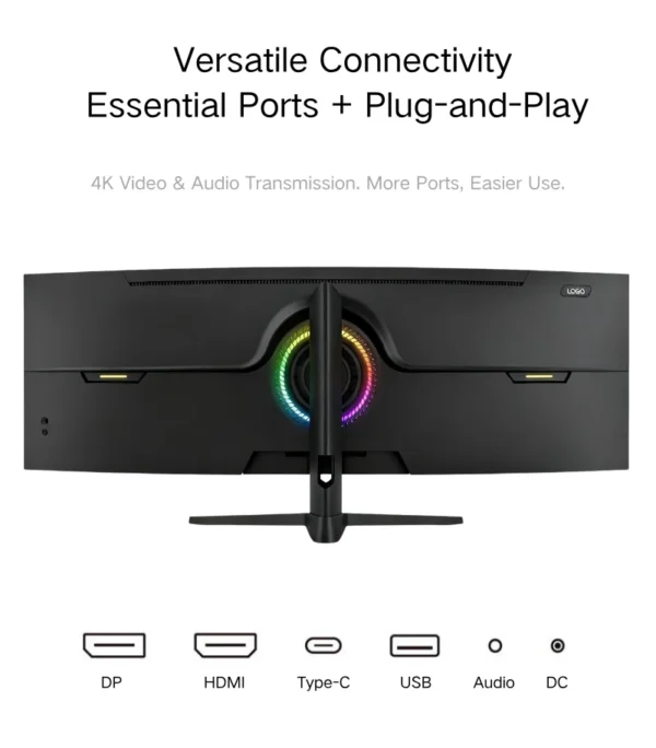 Sf27aff018cd346b9902ff887ee4bd842v-1.webp 49 Curved Ultra Wide Gaming Display 3800R 165Hz 5120x1440 HDR USB C Charging Adjustable Stand Monitor DeskTop