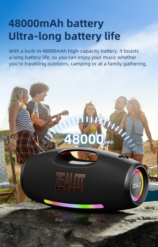 Sf35b5b6a54d64630a37e0cd227641b50n.webp Zealot_89 250W Waterproof Portable Loud Bluetooth Speaker, Wireless Outdoor Boombox SubwooferTriple Passive Radiators-Deep Bass