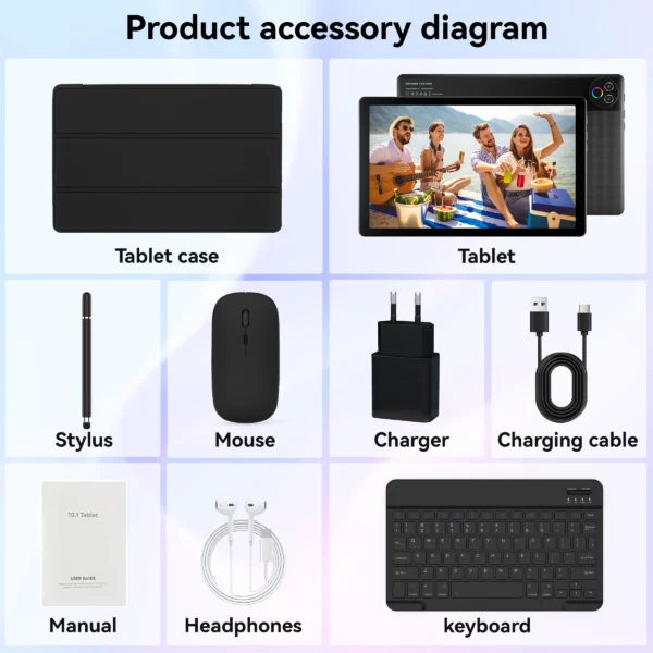 Sf3acf3c0245c4ad386c9f6e450a7bb9eC.webp URAO Android 15 Tablet 10.1 Inch 20GB RAM 64GB ROM 5-core Dual Camera Tablets PC Set Keyboard/Case/Mouse/Stylus/Headphone