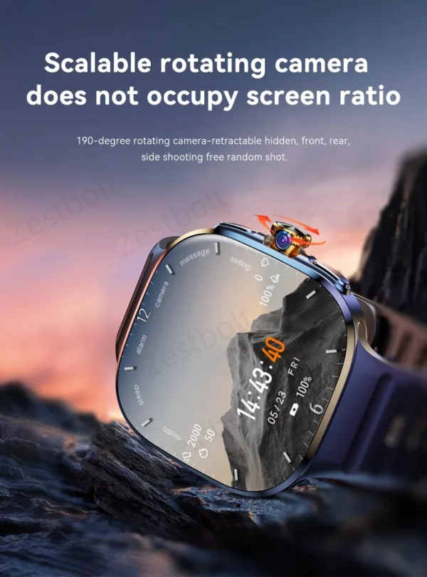 Sf52049c666884a739c2676fbde72d7d0g.webp Original M99 Smartwatch 2.4 inch Amoled Screen insert 4G/5G Sim Card GPS WIFI 190° Rotating Camera Game Android 10.0 Smart Watch