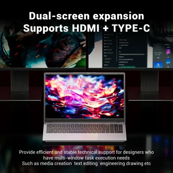 Firebat Laptop AS1 AMD R5-7430U 16GB DDR4 512GB SSD 15.6 Inch IPS Windows 11 Type-C WIFI6 Backlit Full-size Keyboard Notebook