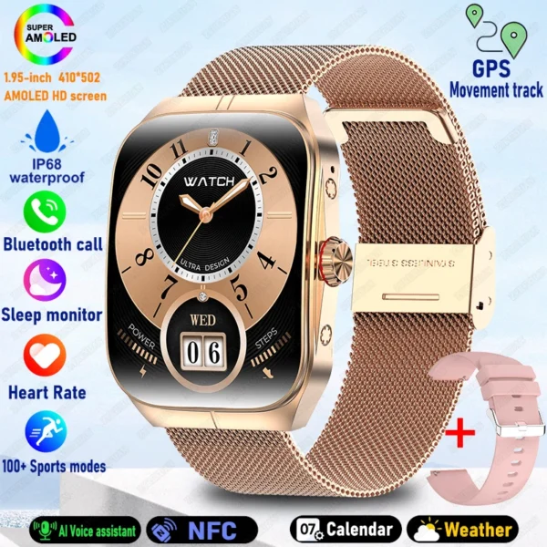Sf5c779e204f1436a9bbbd1ef1195563cu.webp 2025 New HD AMOLED screen For OPPO Watch 4 Pro Sports Smart Watches Men GPS Track Waterproof Bluetooth Call NFC Smart Watch