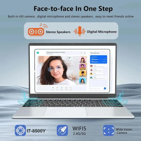 Sf6721368d5c042129edeef8ffe8c25e28.webp 15.6" Intel Core 8500Y 16GB RAM 1TB SSD Notebook 1920*1080 HD Display Office Study Computer PC Windows 11 Pro