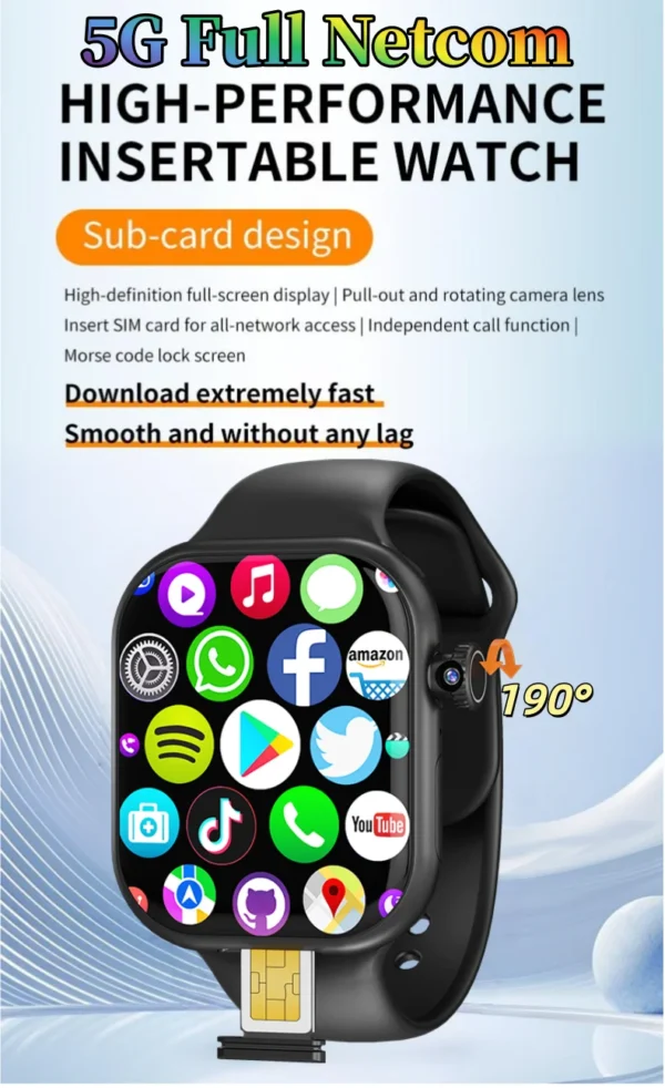 Sf8c17c35c587402b80d678ba4f799818w-1.webp VP39 5G Smartwatch S11 Plus 5G LTE Android 12.0 Smart Watch With 190° Rotating Camera GPS WIFI Compass Play Store Sim Card Slot