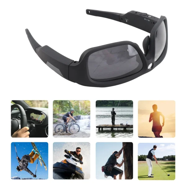 Video Camera Sunglasses Smart Video Recording Sunglasses 90° Angle 4K Full HD Mini Camera Glasses for Driving Cycling Riding
