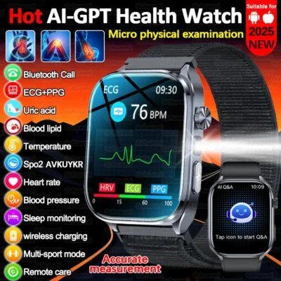 Sfe3d9dc8ea494e839bff4b0ae9ebd777C-1.webp 2025 New AI Diagosis ECG Health Smart Watch Men Blood Pressure Lipid Uric Acid AI-GPT Intelligent Q&A Health Smartwatch For Men