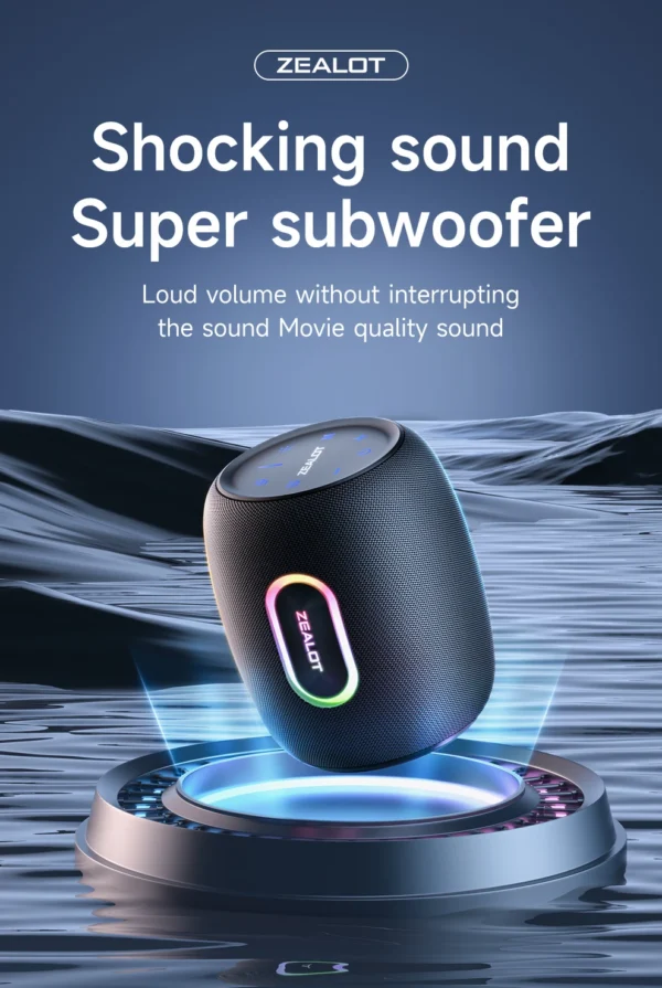 Zealot-S64 Bluetooth Speaker 50W Bluetooth 5.2 Wireless Speakers,360 Degree Surround Sound, IPX6 Waterproof, 20H Playtime