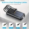 Sunveza Portable Solar Power Bank - 40000mAh Large Capacity, 3 Output, 1 Input Cable, Flashlight, 5V3.1A Fast Charger For Smartphones And Devices-LS42hei