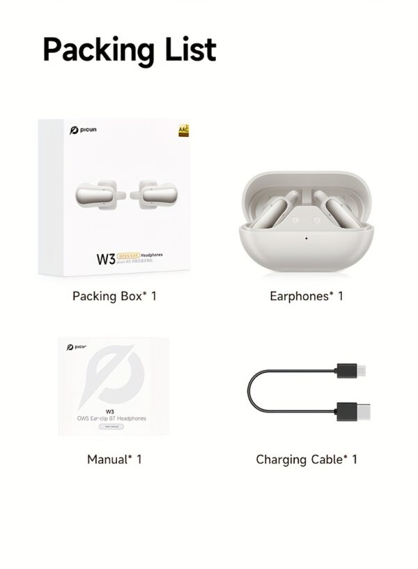 Picun W3 Wireless Earbuds with Active Noise Cancellation, EQ App Control, 60H Playtime, Immersive Spatial Audio, Wireless V5.4, Touch Control, Type-C Charging, Compatible with Smartphones/Tablets/Laptops - Incl. Protective Case