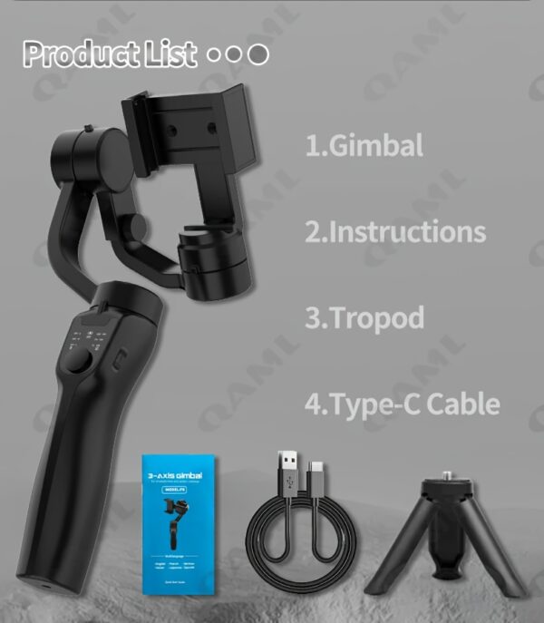 cccae3e9-a7fd-4a8d-b4c3-33118b3742ef.jpg ProStabilizer F8 - 3-Axis Handheld Gimbal Phone Holder for Smooth Anti-Shake Video Recording and Stabilization - Compatible with Xiaomi, iPhone, and All Cellphone Smartphones
