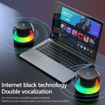 Wireless stereo speaker, wireless surround sound subwoofer speaker, rich bass, LED lighting, button controlled USB rechargeable, very suitable for computers, smartphones, tablets, and homes