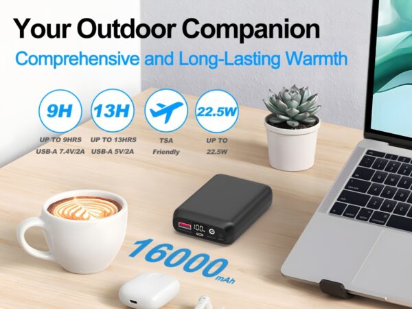 e2ec0621-f8c2-4d1b-9e80-f6ed63810d78-1.jpg High-Capacity 16000mAh Power Bank - 5V/7.4V Battery Pack For Heated Vest With LED Display, DC/USB/Type-C Output - Fast Charging 22.5W Portable Charger Compatible With Smartphones, Tablets And More