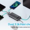 Sunveza Portable Solar Power Bank - 40000mAh Large Capacity, 3 Output, 1 Input Cable, Flashlight, 5V3.1A Fast Charger For Smartphones And Devices-LS42hei