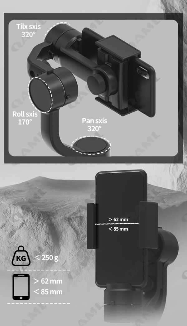 ef25ef02-18ec-4b1f-81ff-d9b61b7b0900.jpg ProStabilizer F8 - 3-Axis Handheld Gimbal Phone Holder for Smooth Anti-Shake Video Recording and Stabilization - Compatible with Xiaomi, iPhone, and All Cellphone Smartphones