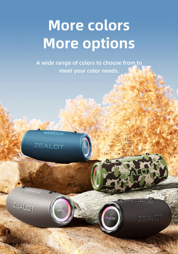 f787e3b7-0abe-4138-85be-7f490d1b3663.jpg ZEALOT 80W Large Speaker, IPX5, Outdoor Portable Subwoofer Wireless Speakers, Dual Pairing, 16000mAh Battery, 24Hours Playtime Loud Stereo, Booming Bass. Charging Cable, for PC, Smartphones, Car, Outdoor, Camping, Beach.-ZEALOT S87(2pcs A Set)