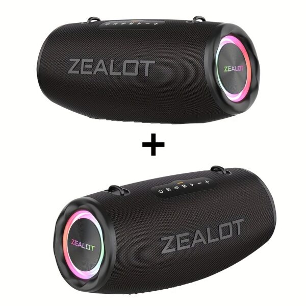 fe90dd3b-1899-4bad-86ba-3aa9d19256bf.jpg ZEALOT 80W Large Speaker, IPX5, Outdoor Portable Subwoofer Wireless Speakers, Dual Pairing, 16000mAh Battery, 24Hours Playtime Loud Stereo, Booming Bass. Charging Cable, for PC, Smartphones, Car, Outdoor, Camping, Beach.-ZEALOT S87(2pcs A Set)